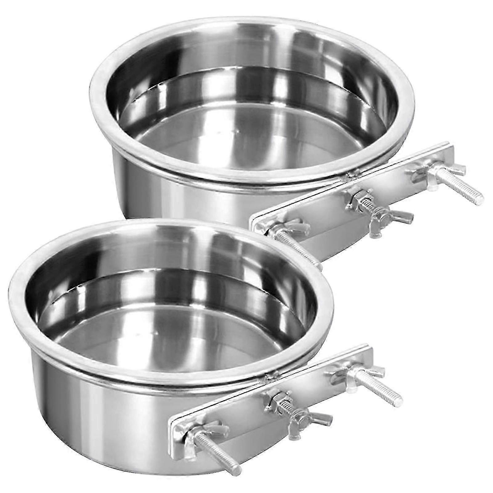 2pcs No Spill Cage Kennel Water Bowls For Pet