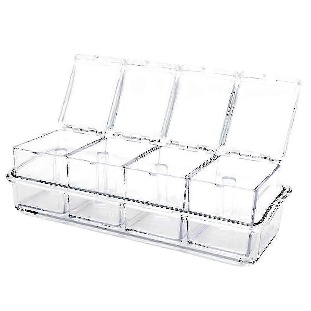 Clear Acrylic Spice Rack with Removable Tray & Non-Slip Base, 4-Tier Kitchen Seasoning Organizer for Countertop Storage