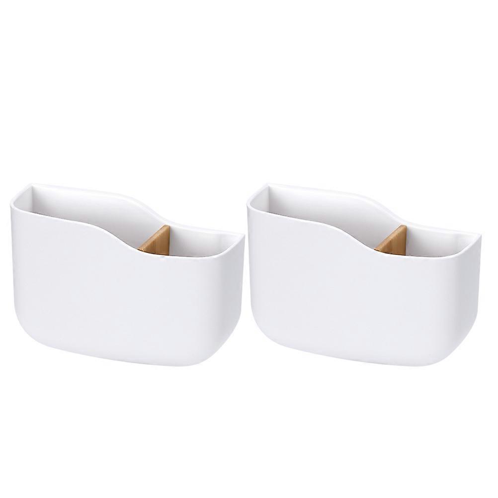 Wall Mounted Remote Control Holder with Partitioned Storage for Phones Charging Port Included White 7.87x3.94x3.15 Inches