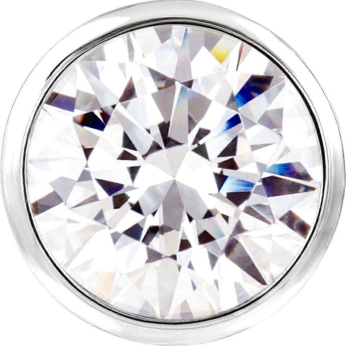 14k White Gold Round Natural Diamond 3mm 0.1 Carat I1 G h Polished 1/10 Bezel set Pendant Necklace Slide-Pendant for Wom