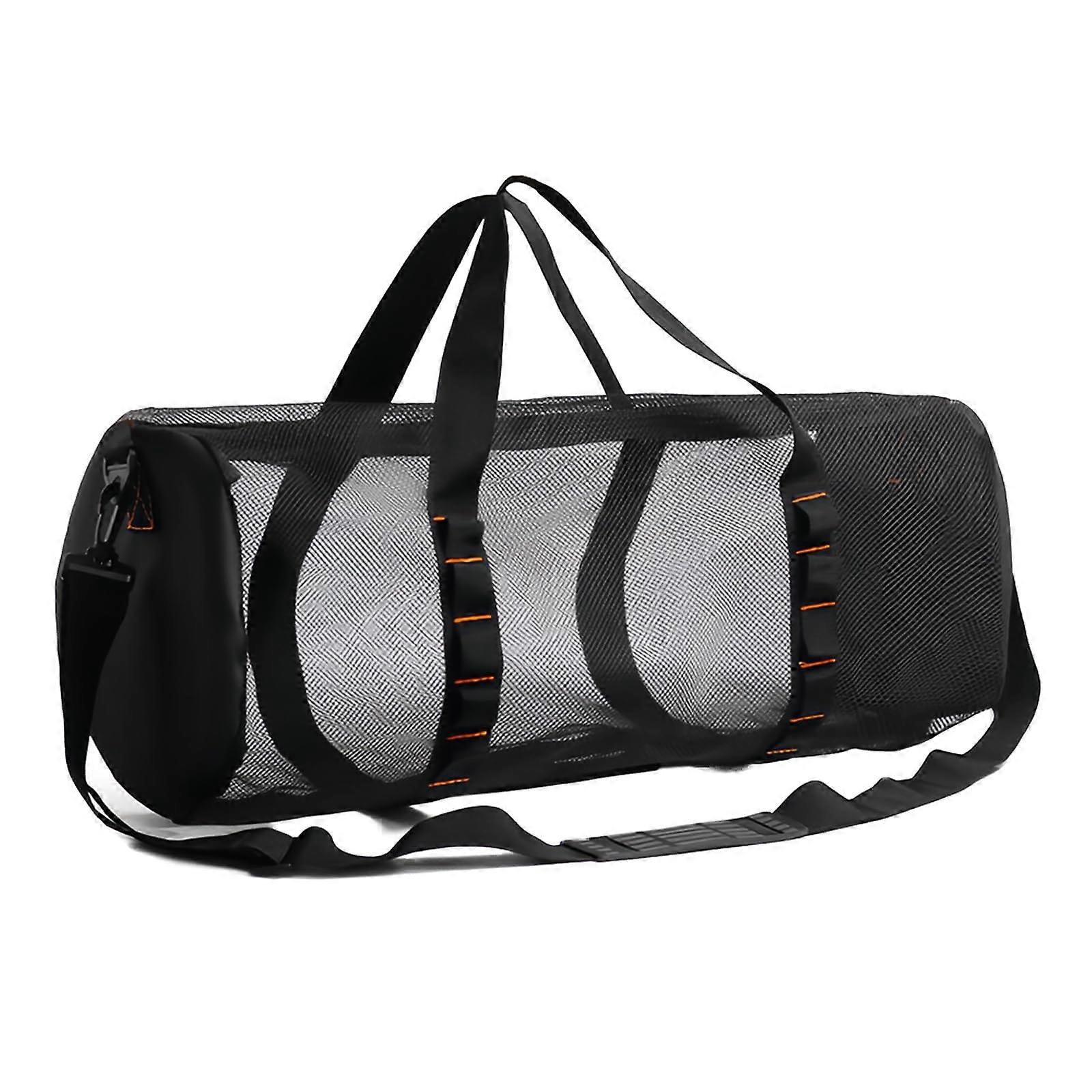 Mesh Duffle Bag for Scuba Diving and Snorkeling, 22.8 x 10.6 x 10.6 In, Adjustable Shoulder Strap, Black