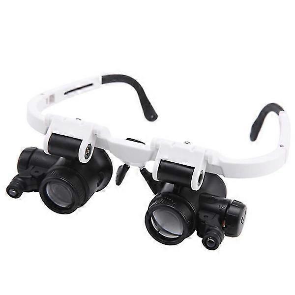 Microscope Adapter 2LED Head-Mounted Magnifier Illuminating Microscope Headband LED Lamp Microscope Accessories, 175*155*55mm