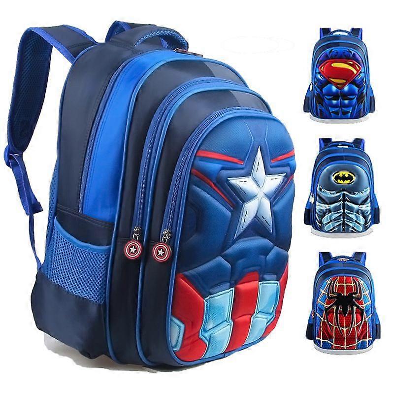Spider-Man Captain America Batman Superman Backpack 3D Design Elementary School Boys Backpack
