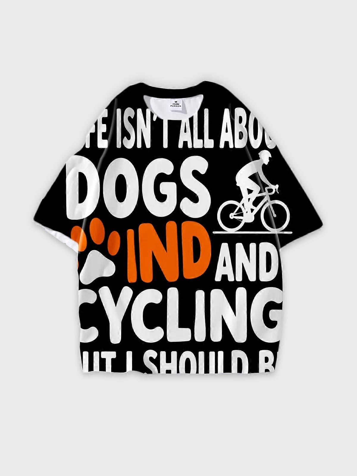 T-Shirt Round Neck, Loose Short Sleeve Pattern Graphic Tee, Unisex Summer Casual Top V3485