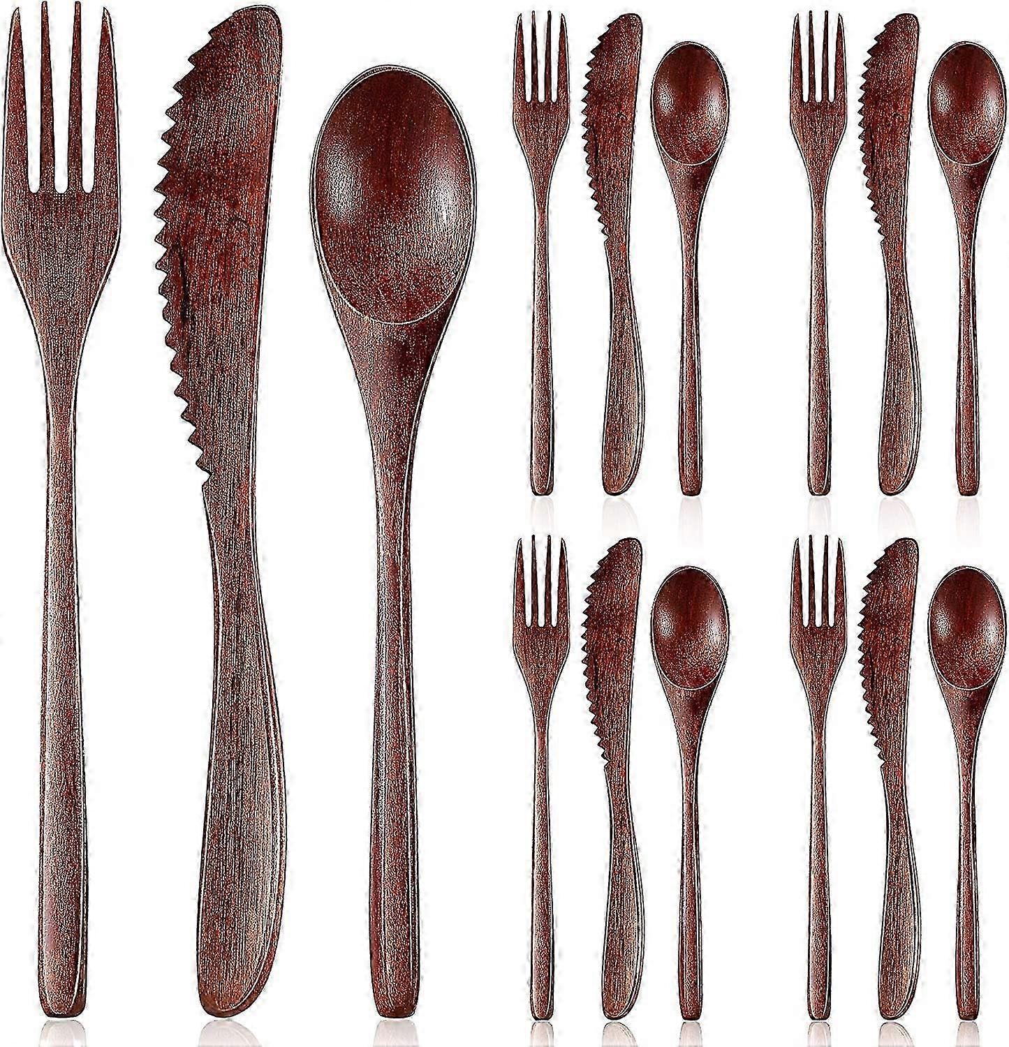 Wooden Spoon Fork Knife Cutlery Set