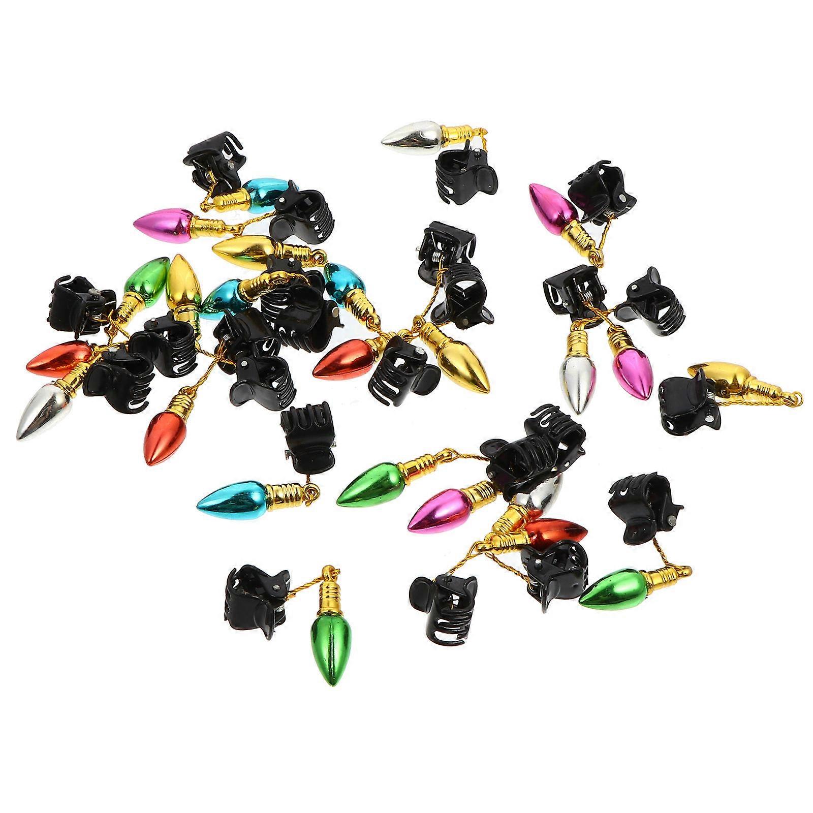 Whisker Clips with Little Bell Pendant for Beard Decoration 24 Pieces Assorted Color Plastic