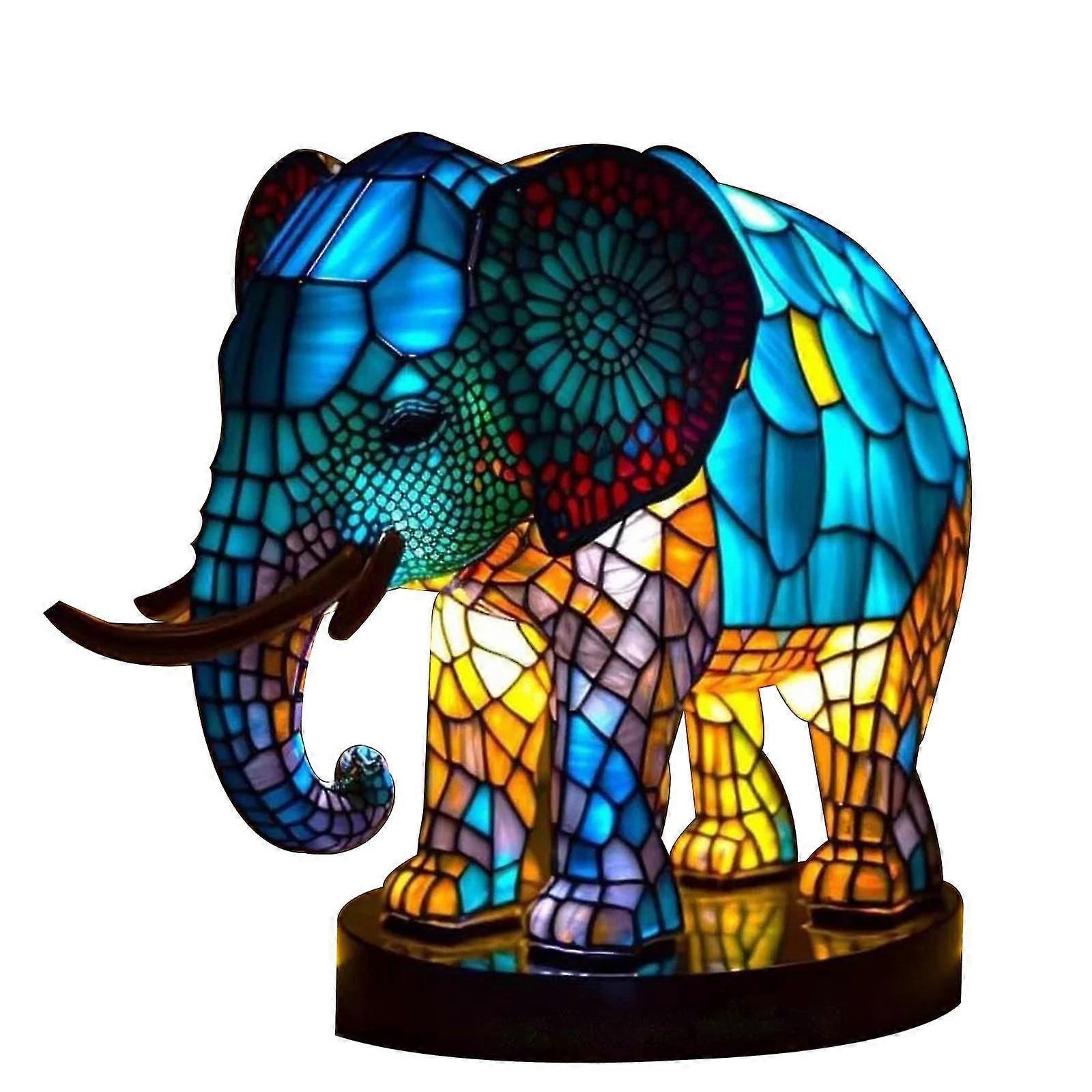 Löwe/Elefant Schreibtischlampe Tier Tischlampe Gebeizt Nachttischlampe Nachtlicht NEUf