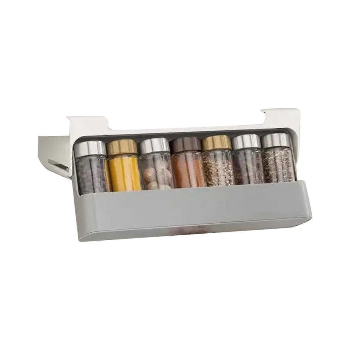 Wall Mounted Spice Rack Non Perforated Adjustable Seasoning Boxes Barbecue Material Combination Set Storage Case