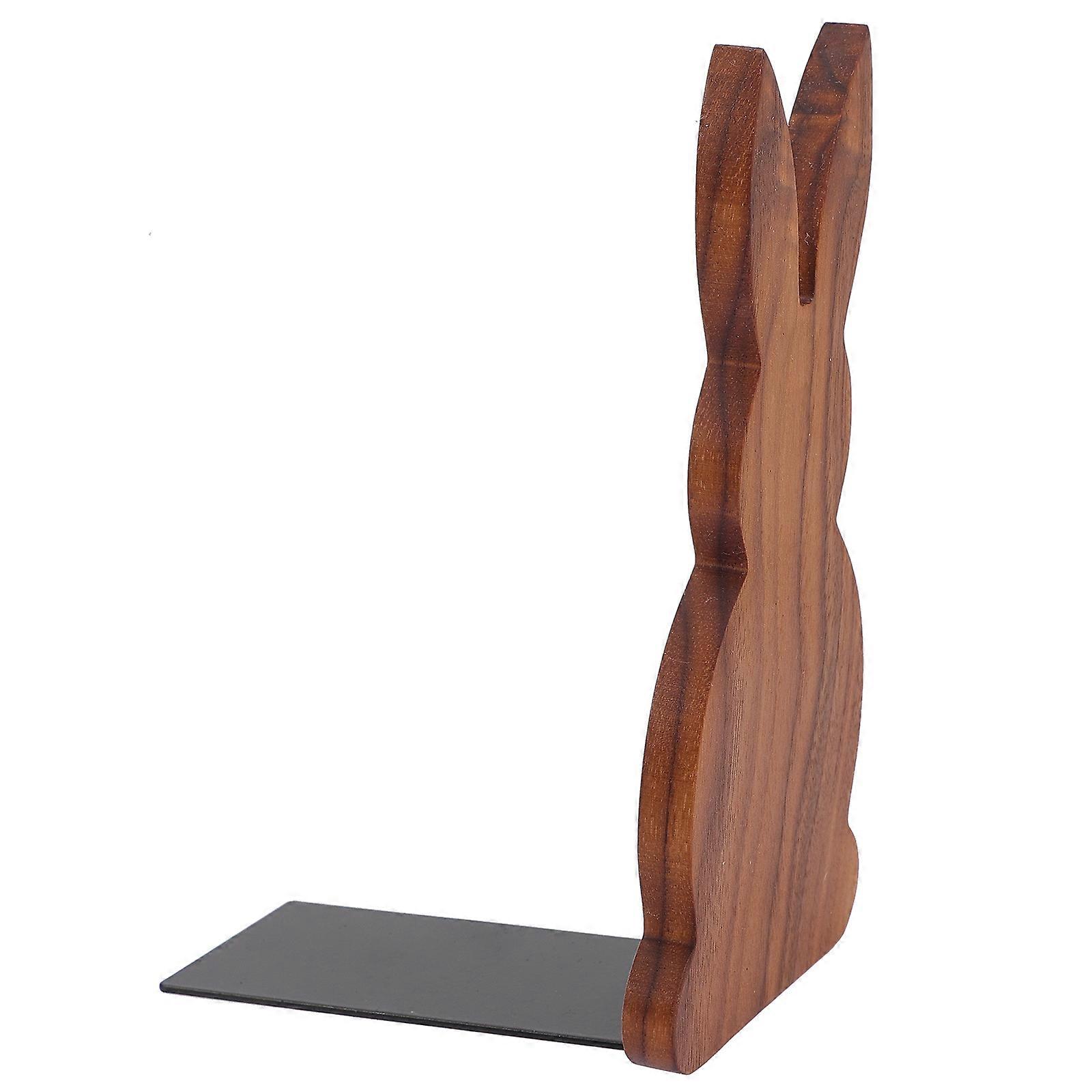 Wooden Book Ends Rabbit Shape for Desktop 4Pcs Coffee Shelf Bookends