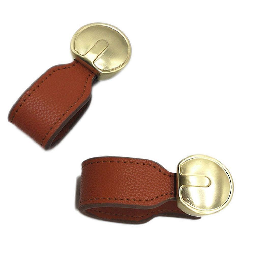 Door Handle Wardrobe Pull Handle for Opening 2Pcs Brown Minimalist Style