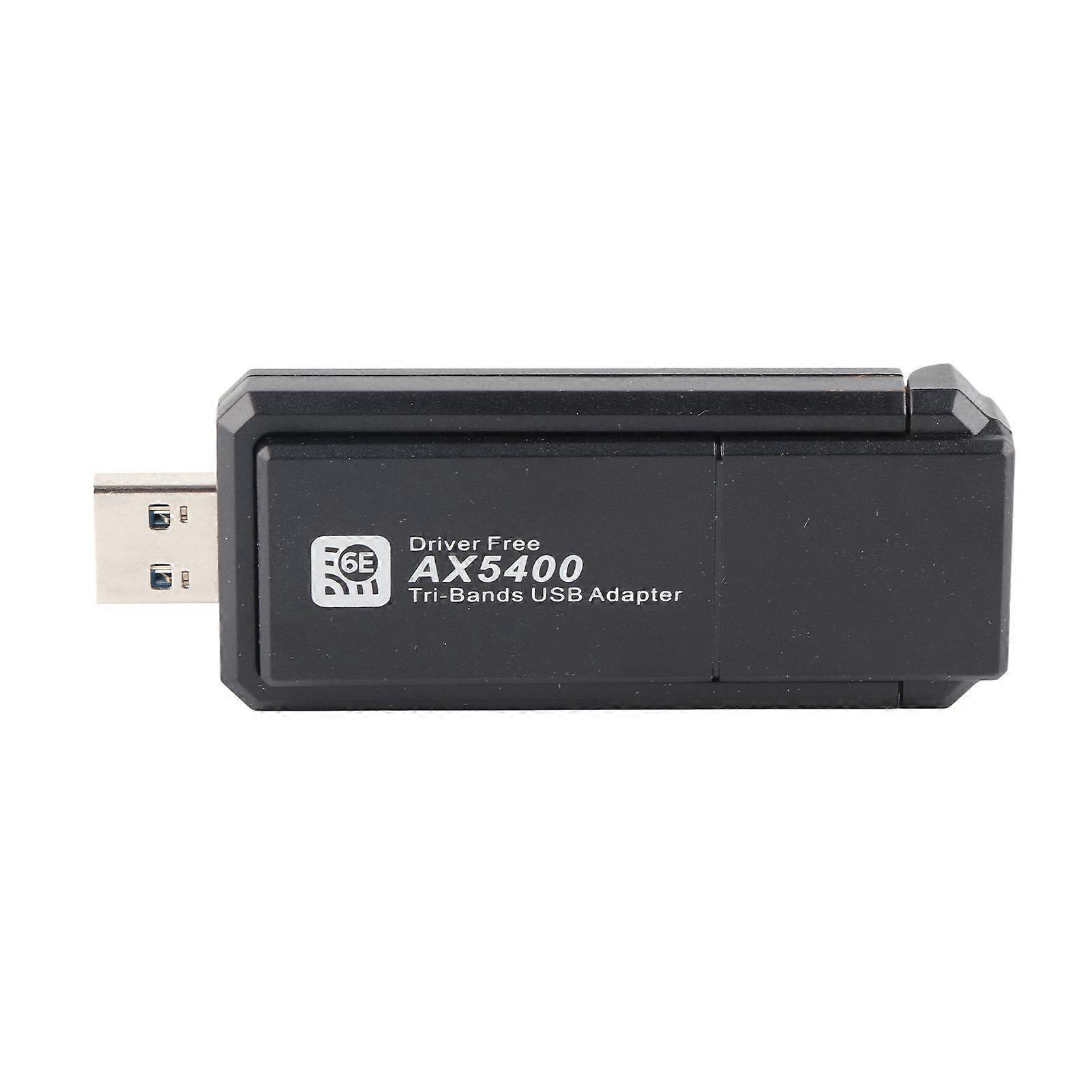 WiFi 6E Network Adapter 5400Mbps USB Network Card with Triple Band 2.4G 5G 6G for Windows 10 11