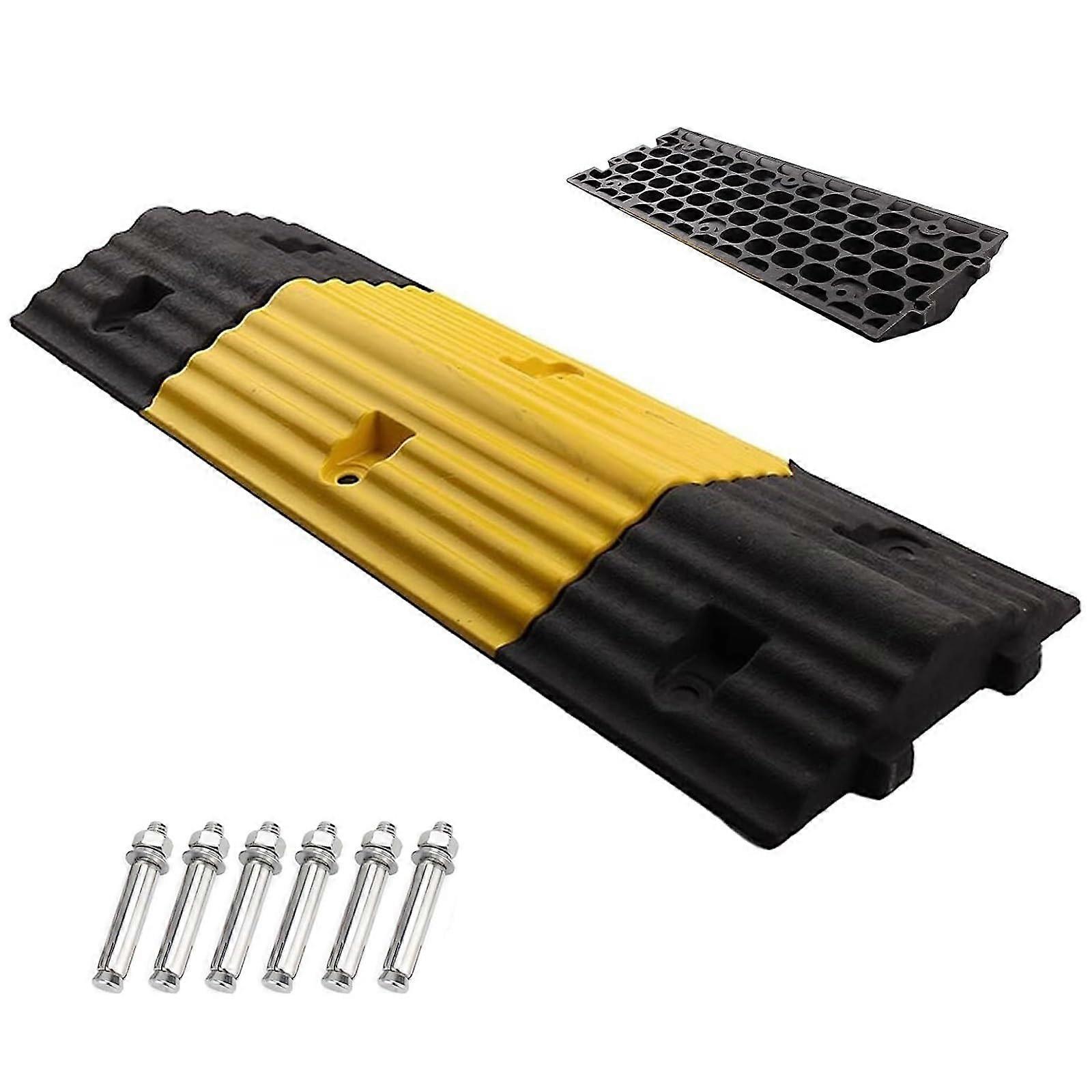 31' Rubber Speed Bumps, Modular Road Hump, Splicable Ramp, 3Inch Height 110,000 Lbs Load For Gravel Concrete Surfaces