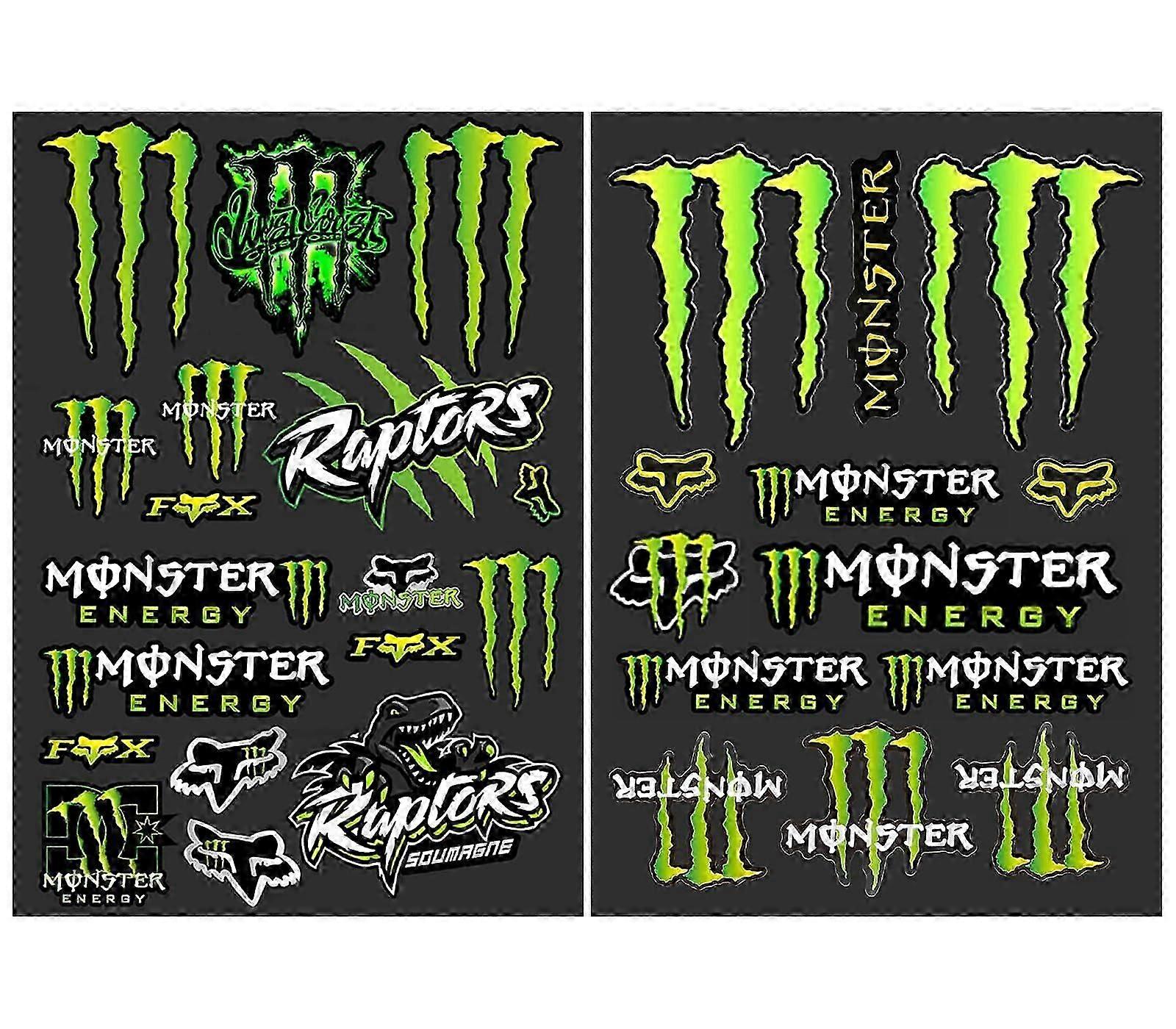 モトクロス愛好家のためのモンスターエネルギーデザインをフィーチャーしたオートバイヘルメットステッカー