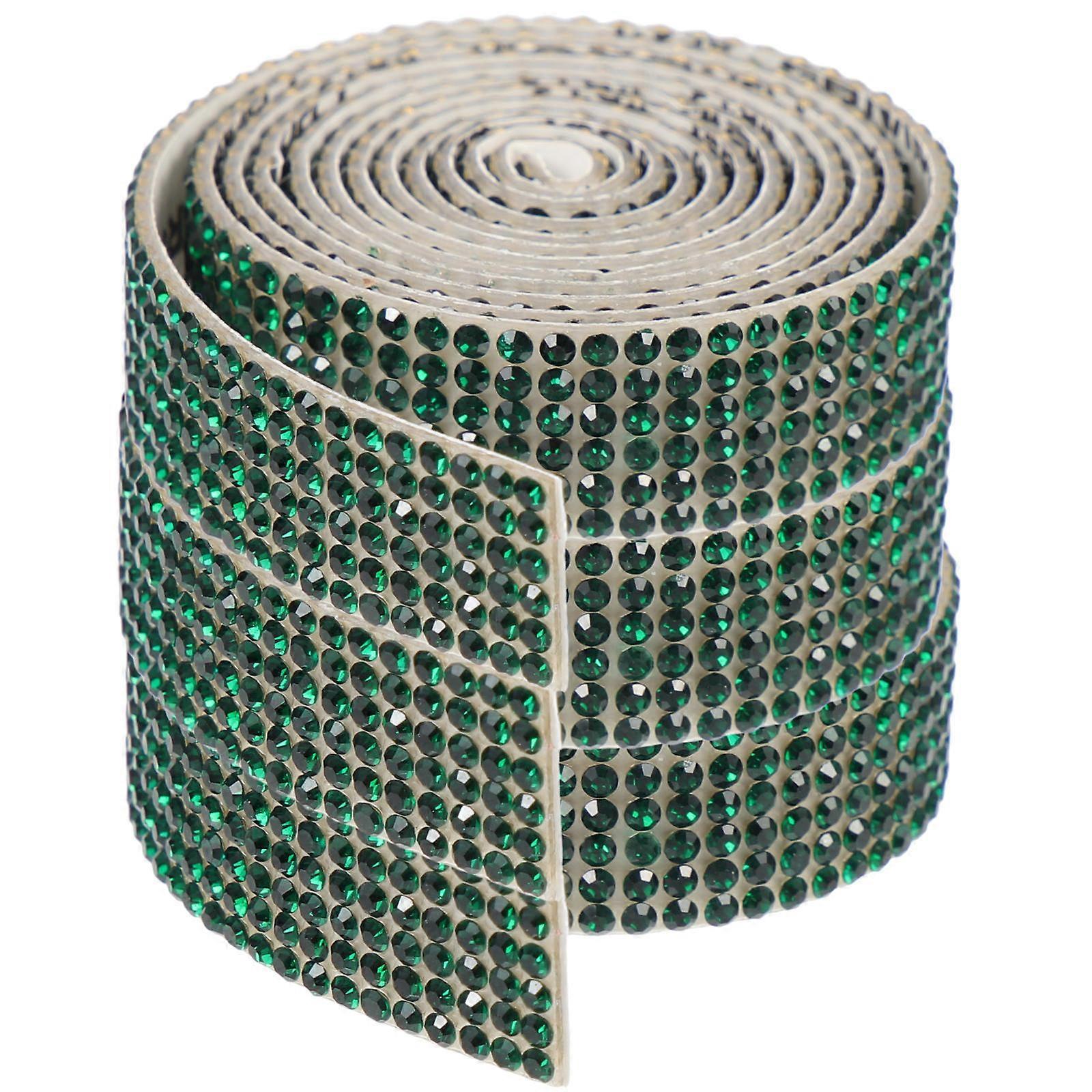 Rhinestone Cup Ribbon for Crafting 3 Rolls Green Decorative Trim