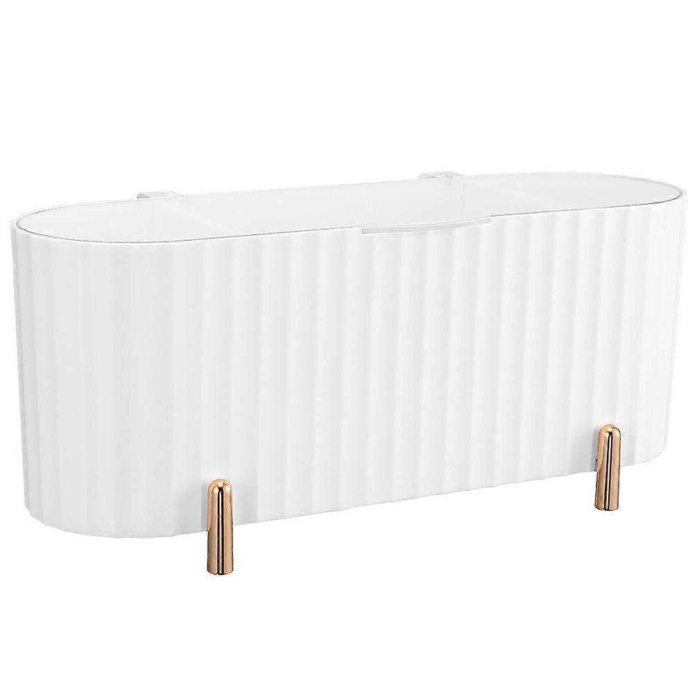 Makeup Organizer Case Storage Box for Cosmetic Accessories White Plastic Dustproof Organizer for Tabletop Use 1Pack