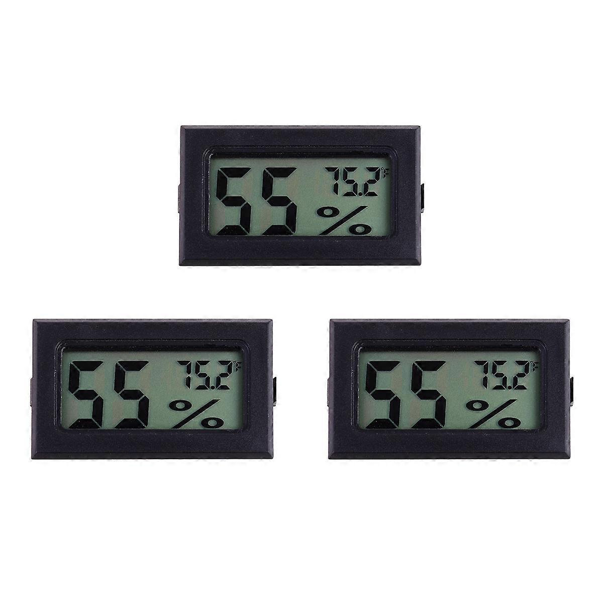 3Set Mini Wireless Digital Hygroscope for Temperature Humidity Display Indoor Outdoor Black