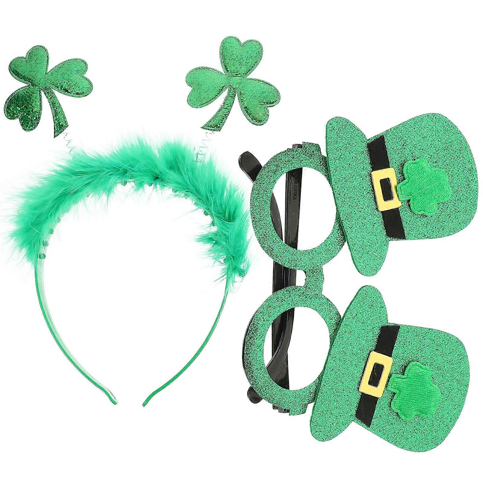 Shamrock Glasses Eyeglasses Frames for Party Use 3Sets St Patricks Day