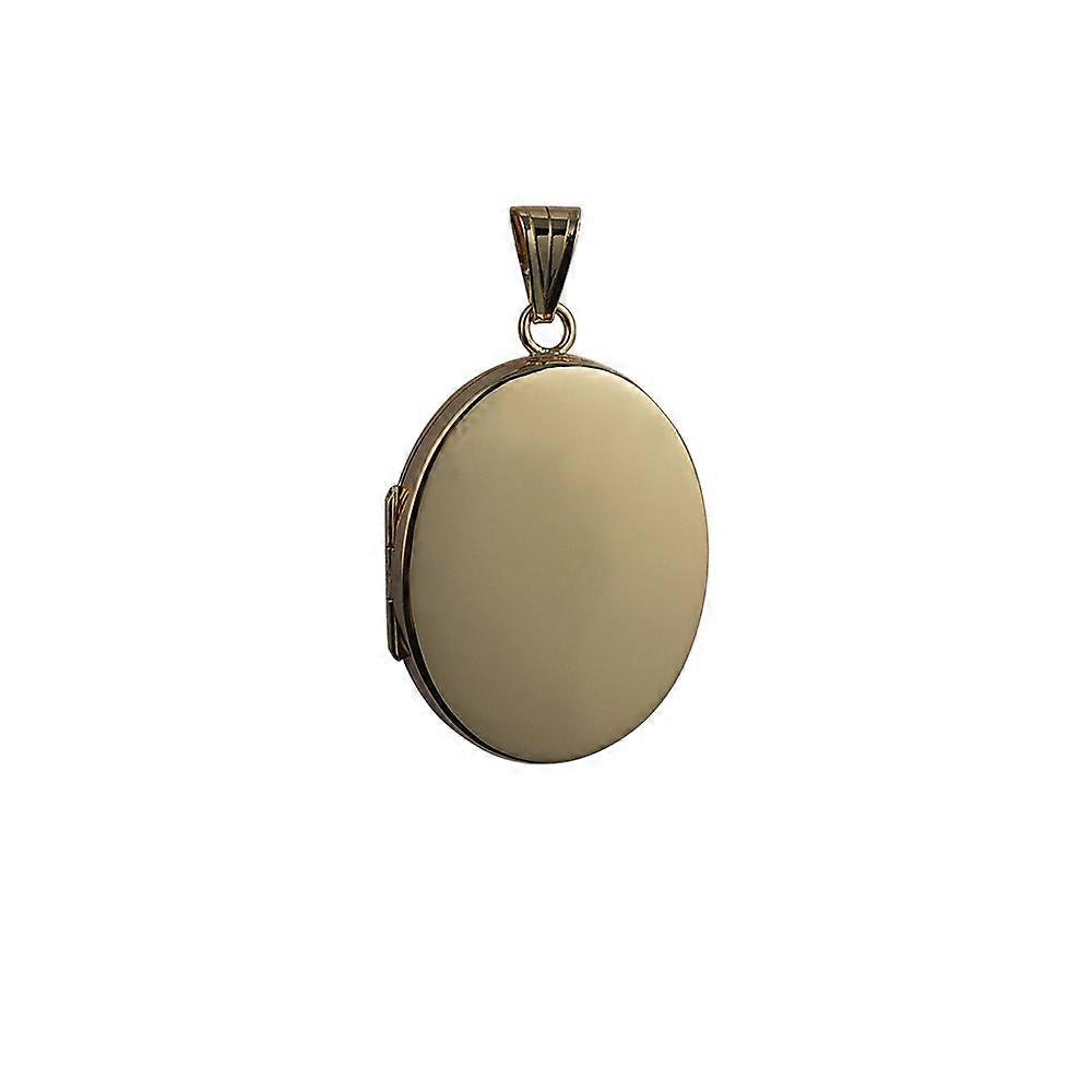 9ct Gold 30x24mm flat oval plain Locket