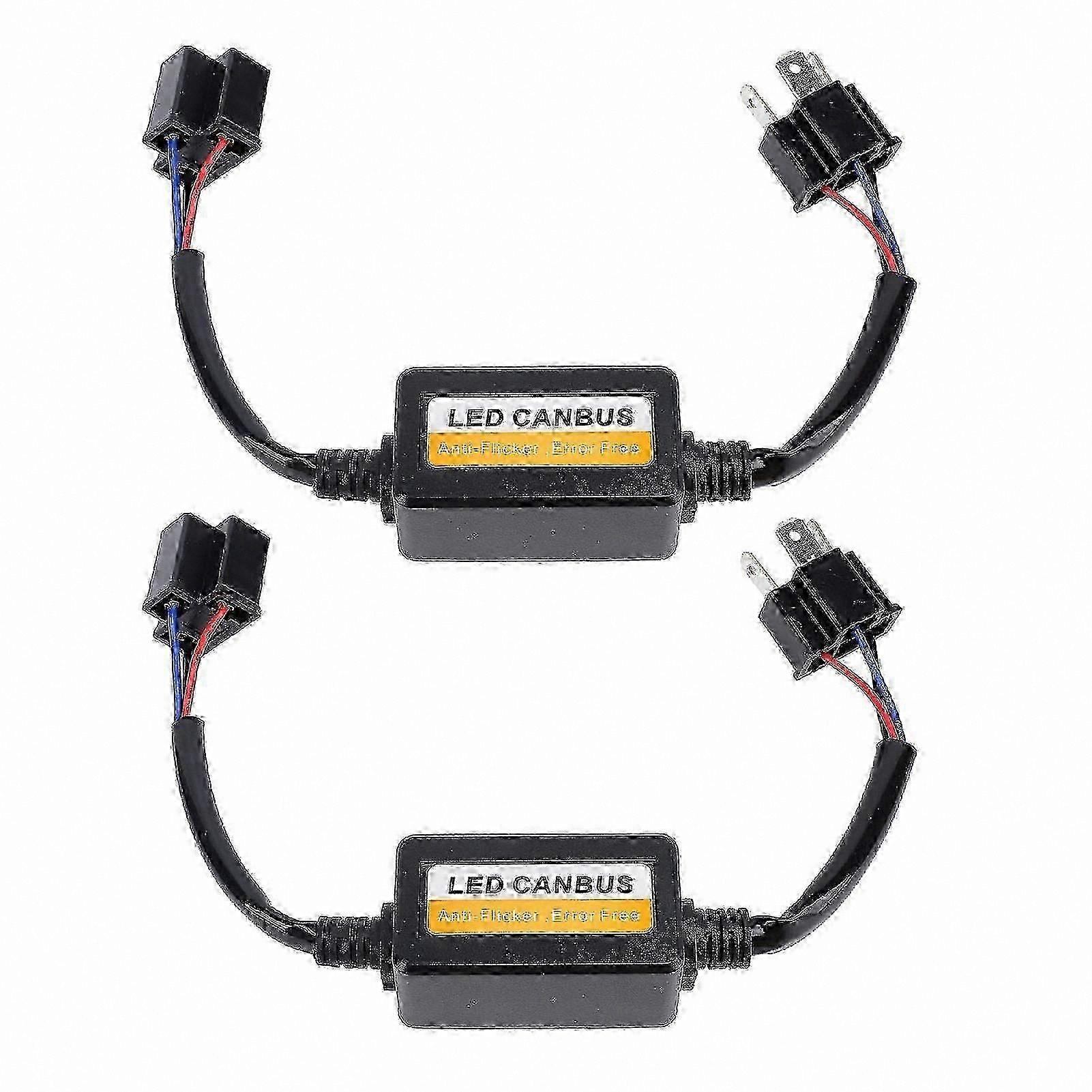 2-Pack H4 LED Decoder Module DC 9-16V Plug-and-Play Anti-Flicker Headlight Resistor Adapter Edition 0620-0722