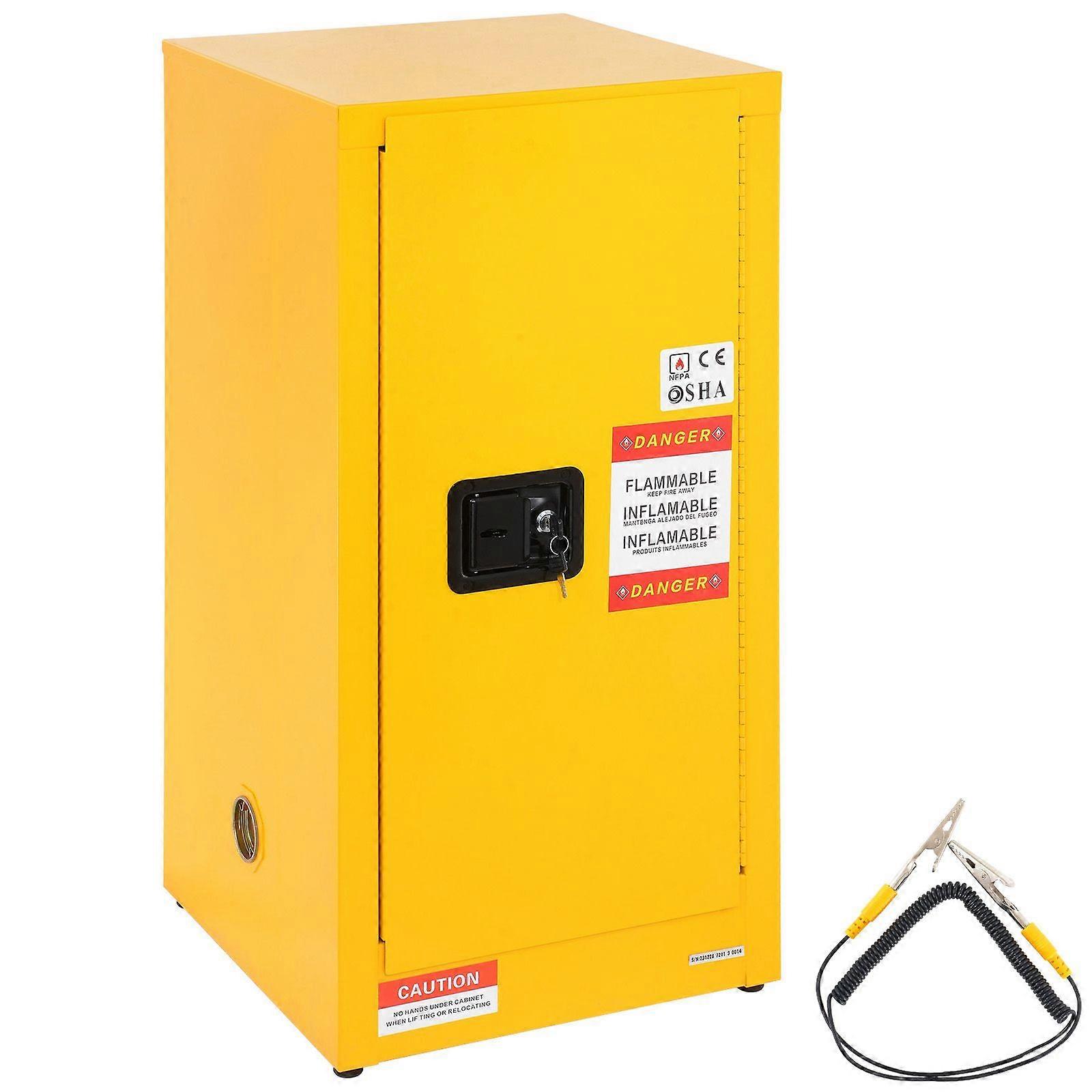 Flammable Safety Cabinet, 16 Gal, 18.1 x 18.1 x 35.4 in Explosion Proof with 2 Adjustable Shelves 1 Door