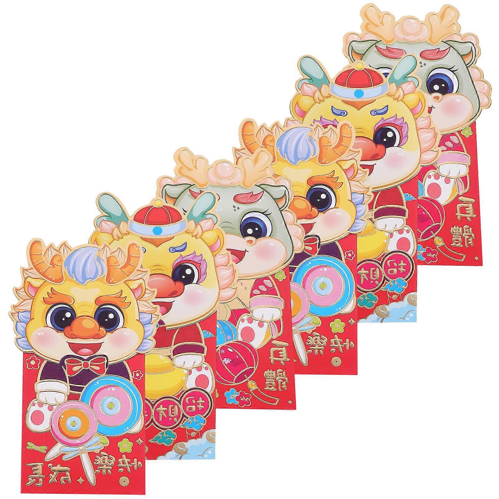 Chinese New Year Red Envelopes Dragon Paper Envelopes for Storage 12Pcs
