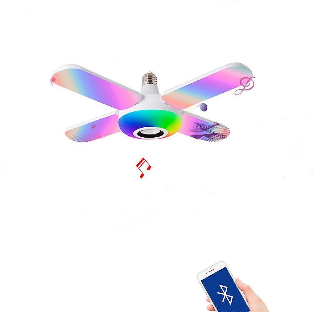 Modern Ceiling Fan Light With RGB Color Changing, Foldable Blades, Bluetooth Speaker, Remote, Dimmable 40W Bedroom Lamp