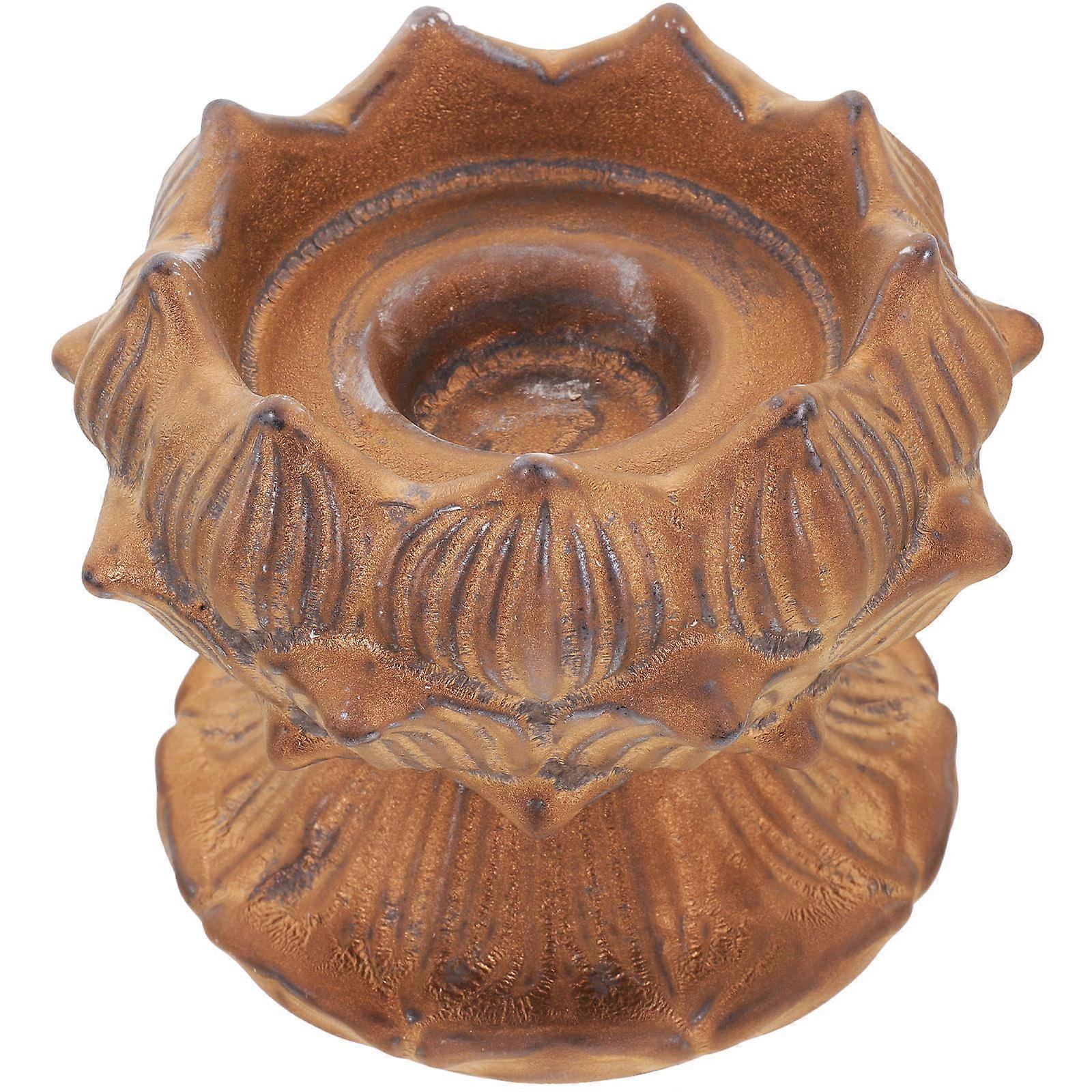 Embossed Lotus Flower Ceramic Candle Holder for Decor 4Pcs Set