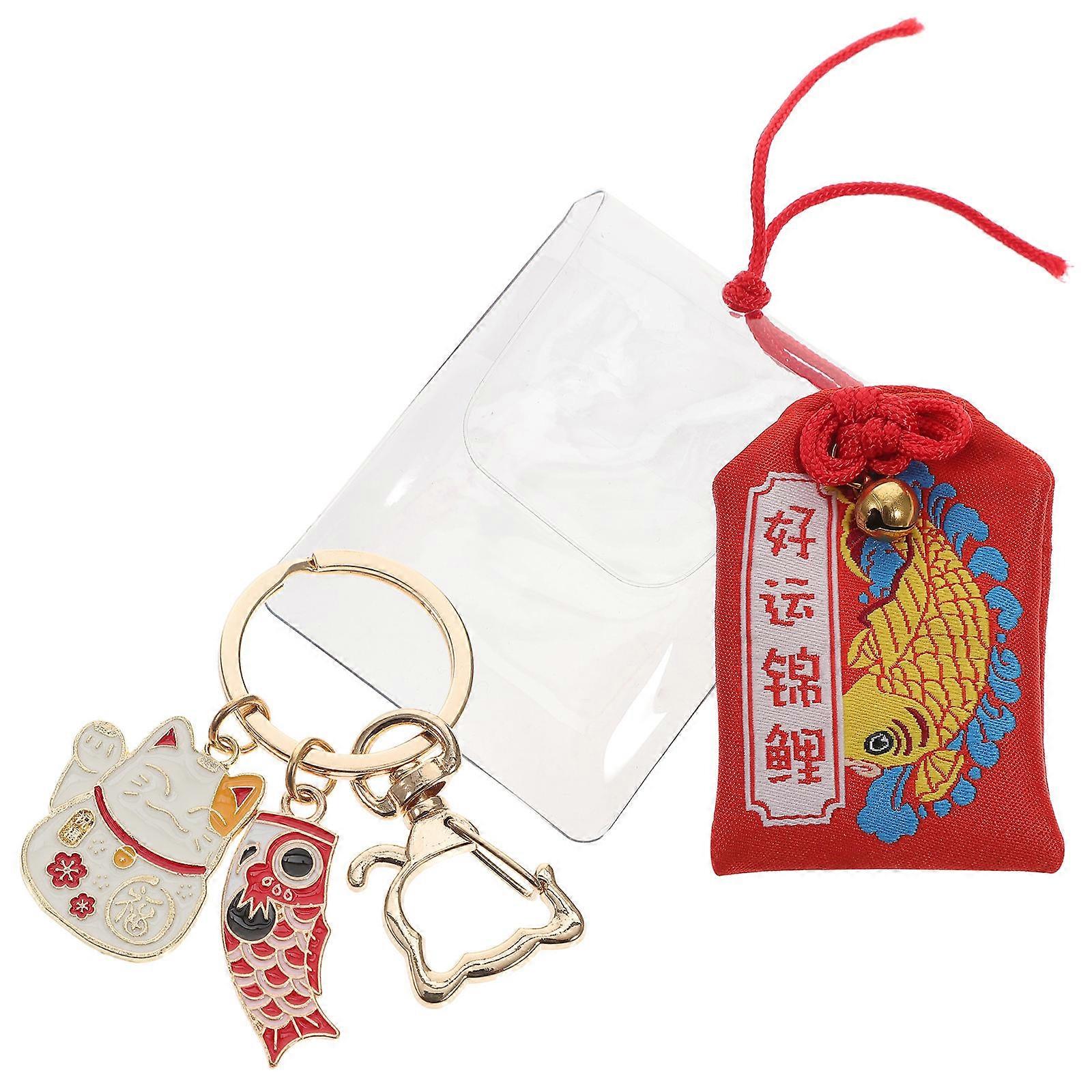 Japanese Keychain Omamori Charm Pattern for Key Use 5Pcs