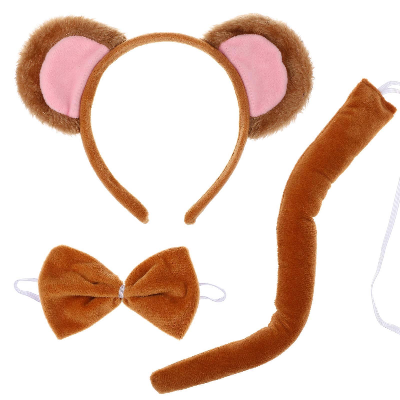 8 Sets Of Monkey Pattern Headband Bow Tie And Tail Costume Accessories Ideal For Halloween And Party Events