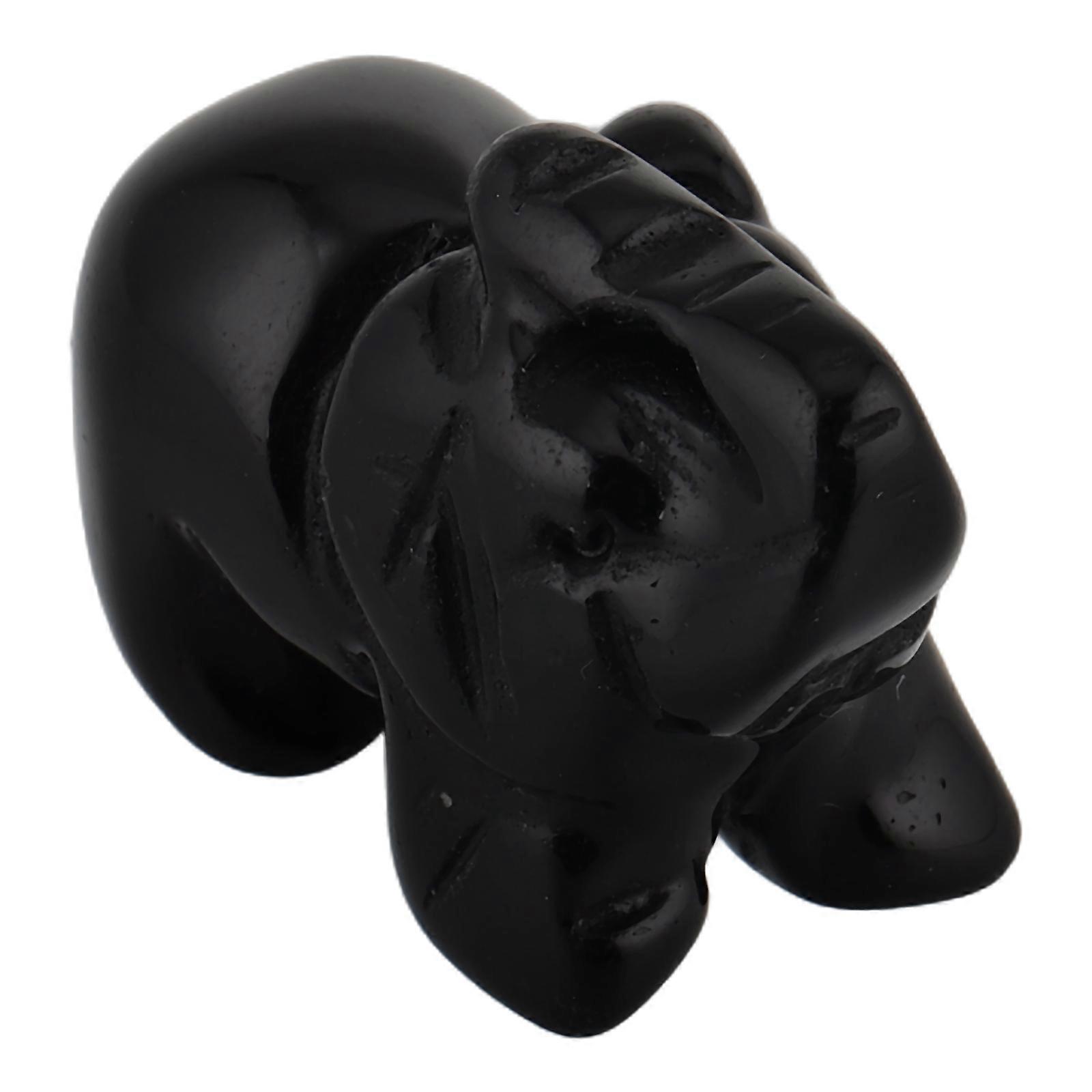 Mini Elephant Sculpture Obsidian Elephant Statue Figurine 3Pcs for Home Decor