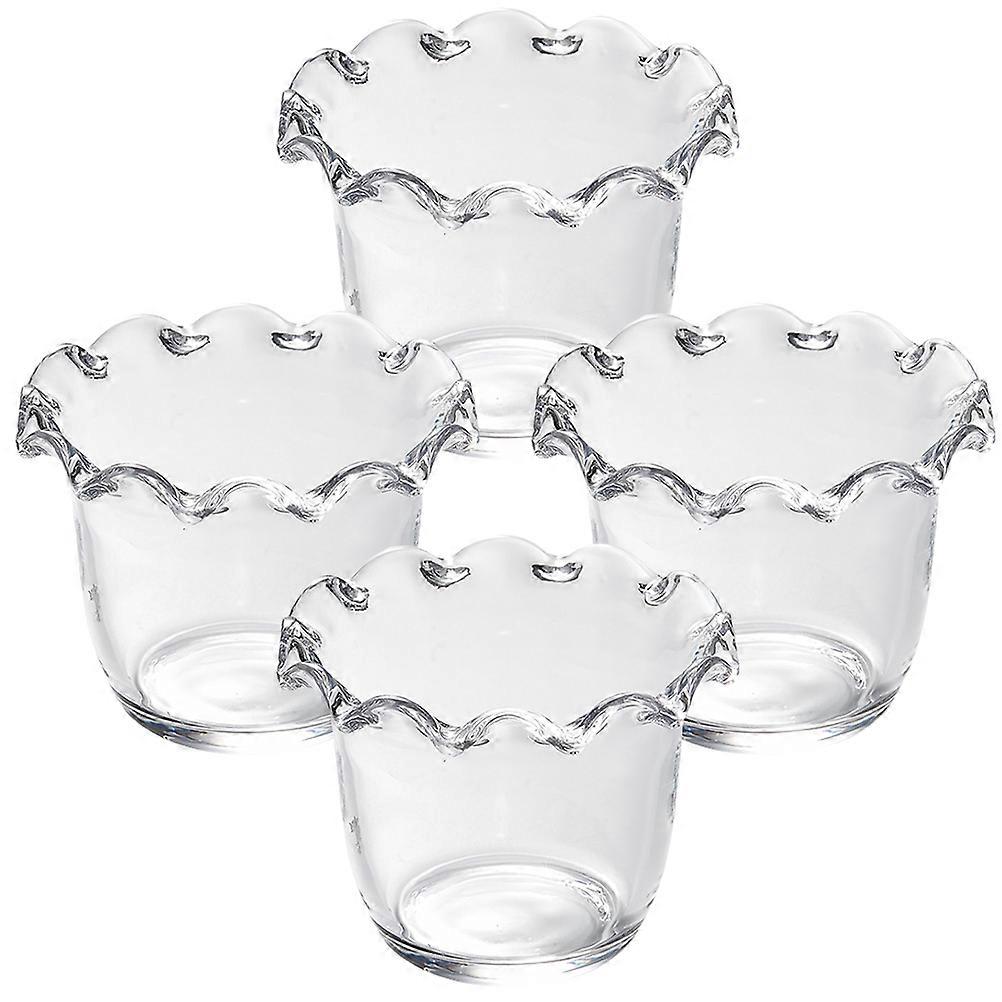 Floral Edge Glass Bowls Set Of 8 With Circular Shape For Home And Kitchenware In Transparent Color Suitable For Serving Food