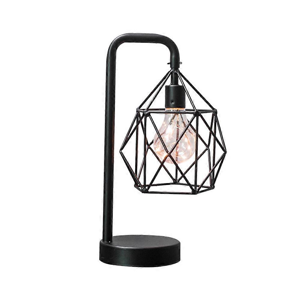 Black Retro Iron Desk Lamp for Decoration 3Pcs Geometric Vintage Light