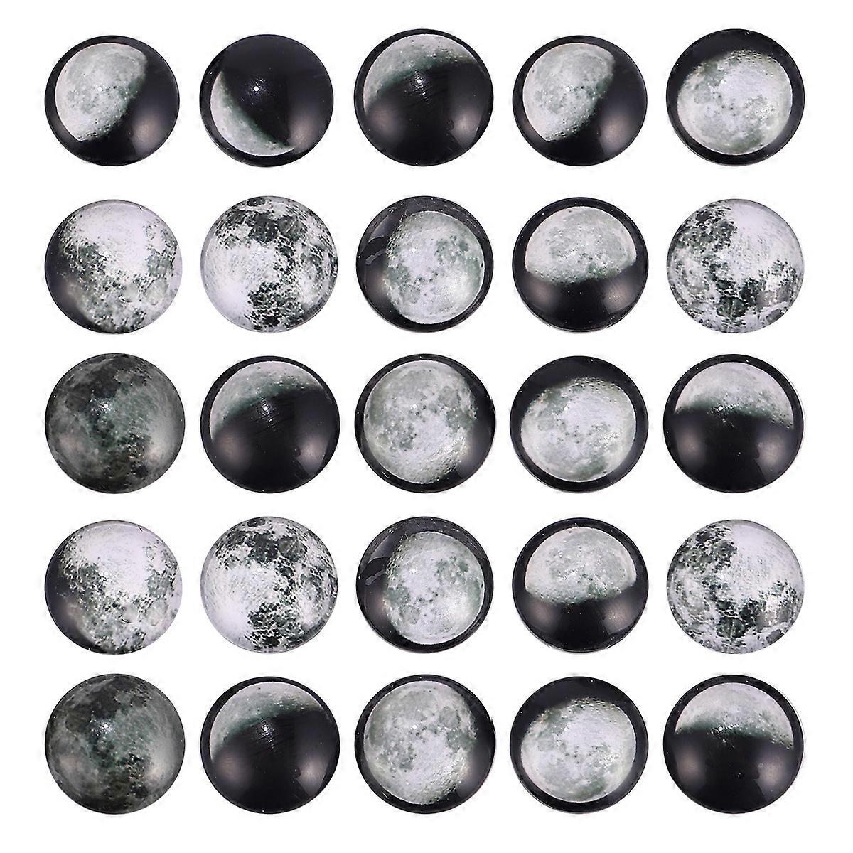 Moon Patches for Art Craft 200Pcs Printed Glass Cabochons
