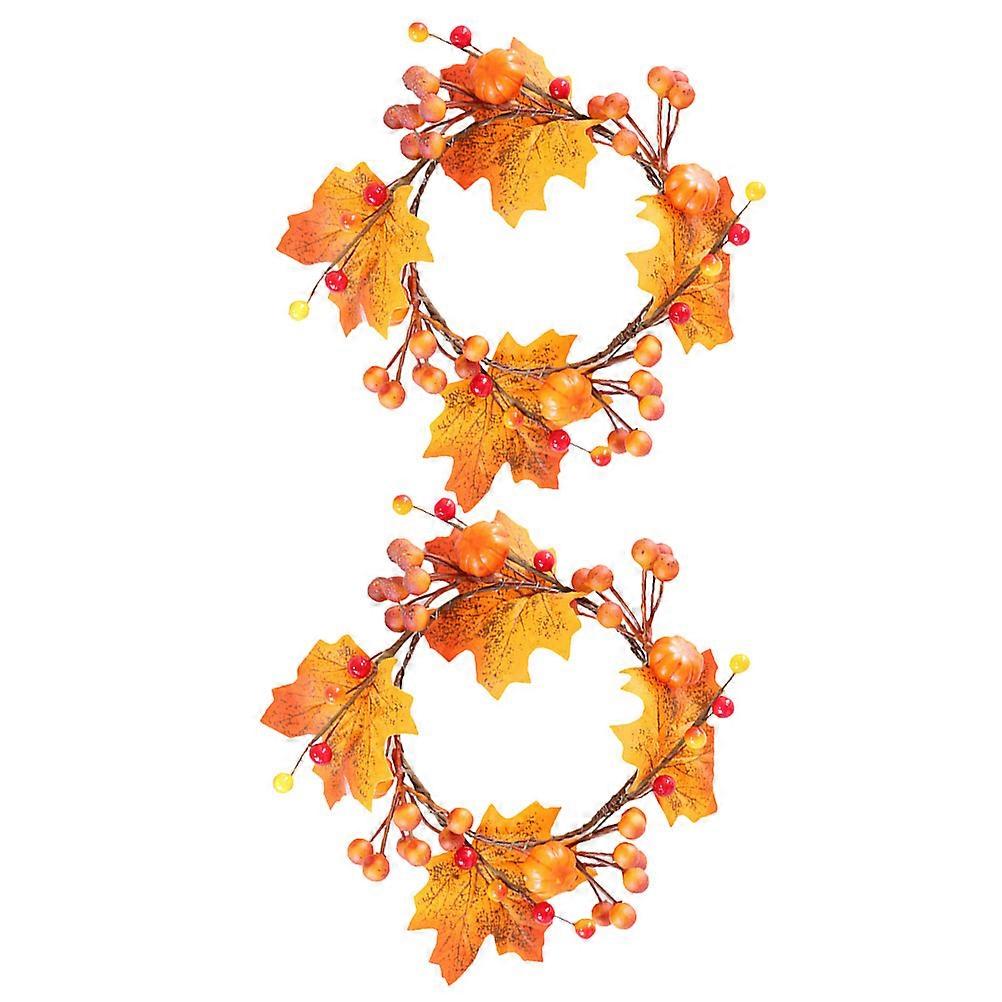 Thanksgiving Day Wreath 4 Pcs Simulation Maple Leaf Wreaths Indoor Decoration Circular Shape Festive Decor
