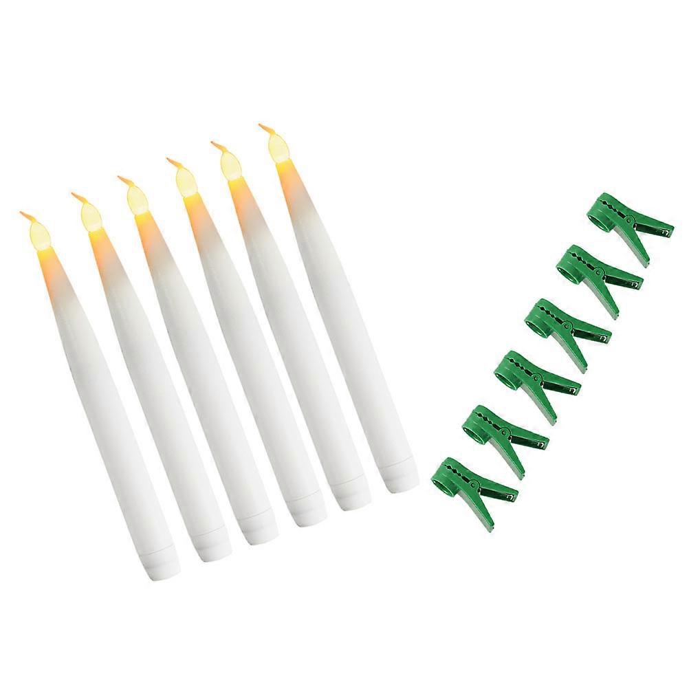 Warm White Candle Long Pole Candle for Xmas Decor 12Pcs Set