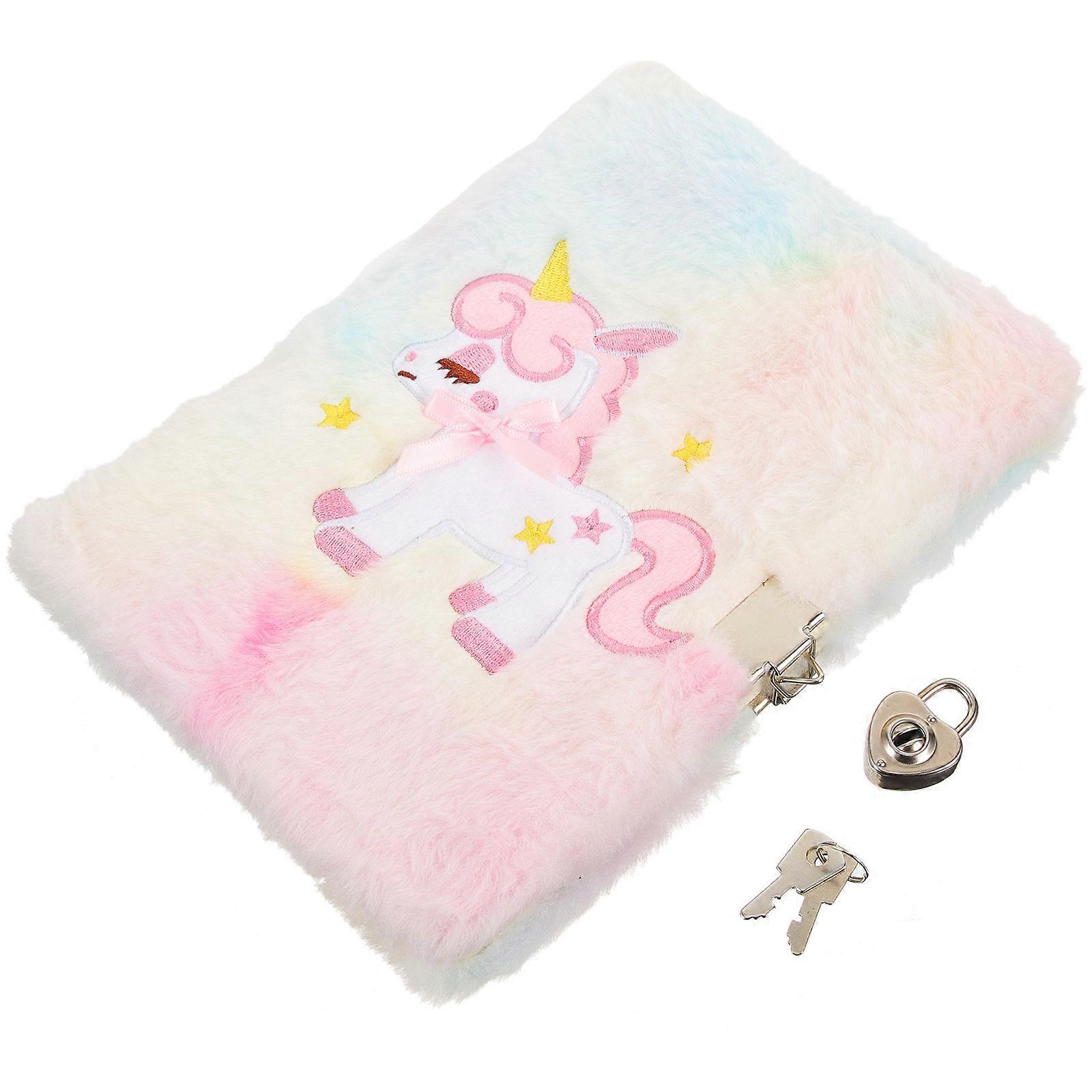 Lockable Notebook Rectangular Shape Plush Cover For Girls Daily .45X5.70X0.79in Recording Plans 1Set