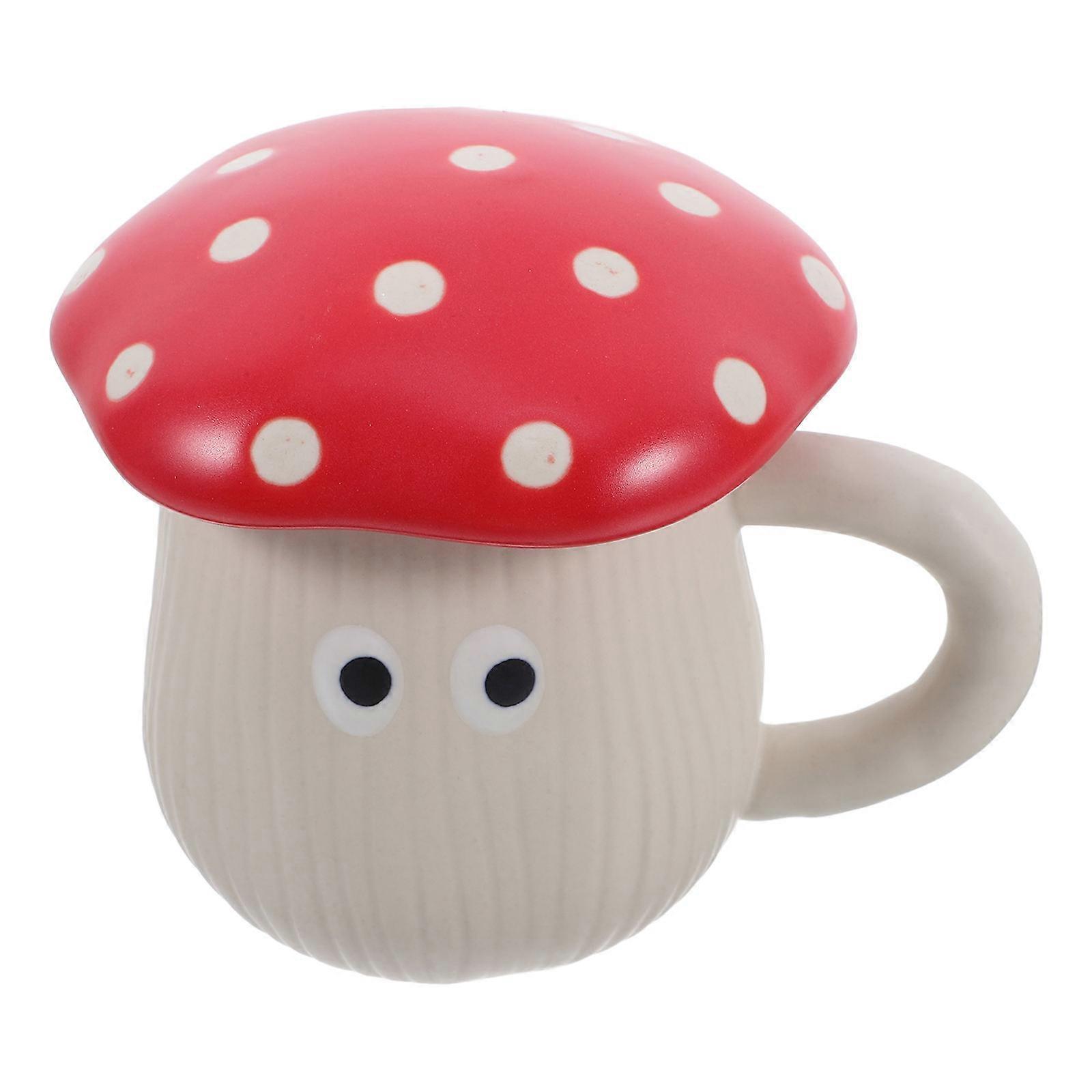 Mushroom Cup Ornament Ceramic Coffee Mug for Home Use 2Pcs