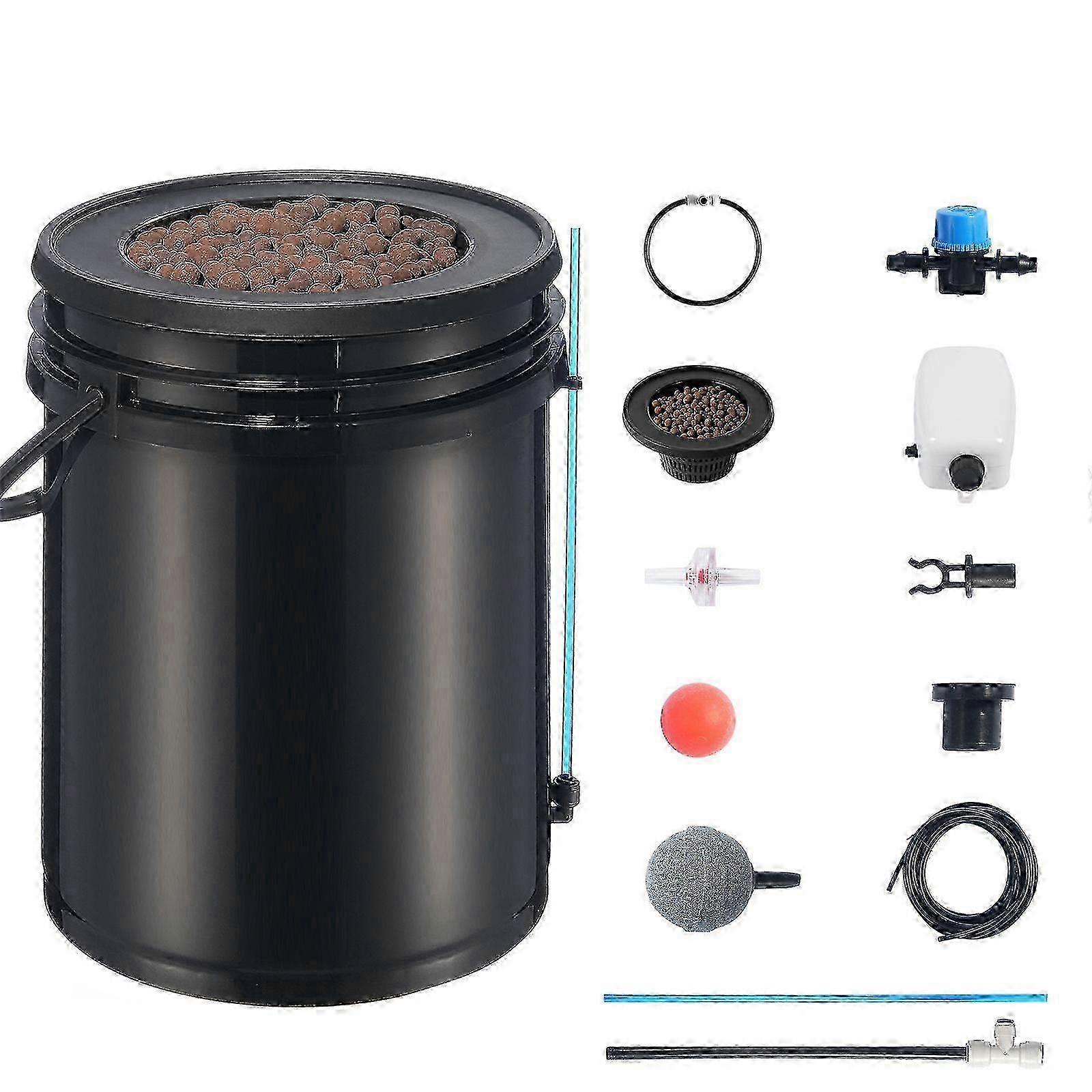 2025 DWC Hydroponics Grow System with Top Drip Kit, 5-Gallon Deep Water Culture with Air Pump, compatible Leafy Vegetables-CHENG FU