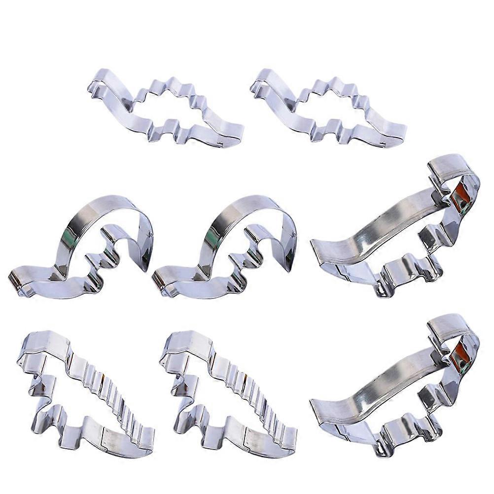 Dinosaur Cookie Cutters Stainless Steel for Baking 8Pcs Silver Set