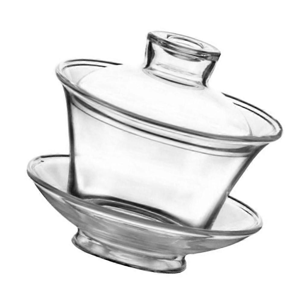 Glass Cup With Lid Thickened Transparent Tea Making Bowl Clean Desk Office Use 10x10cm 1Set