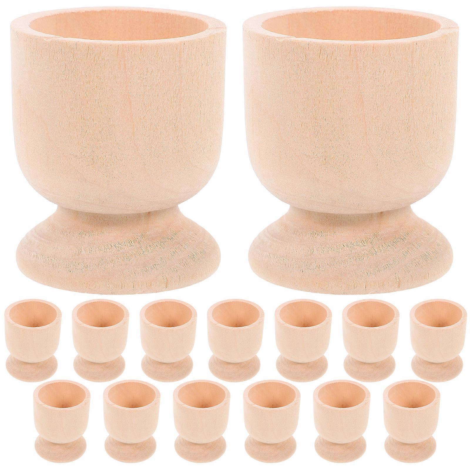 Wooden Egg Holder for Easter Decor 30Pcs Beige DIY Craft Stand