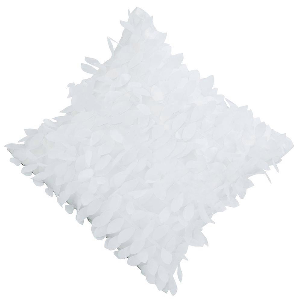 White Decorative Satin Leaves Pillowcase Cover for Sofa 1Pcs