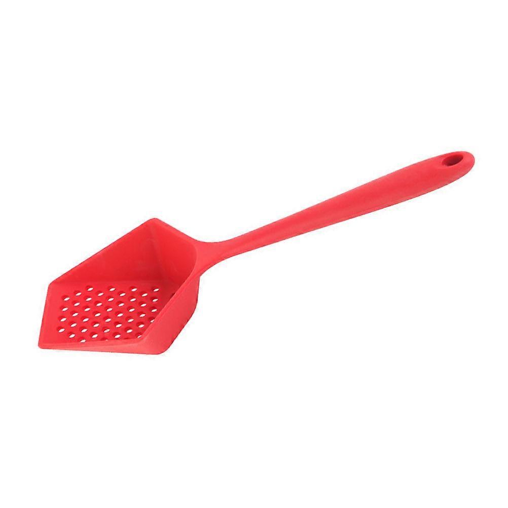 Multi-functional Kitchen Spoon Filter Scoop Home Cooking Red Silicone 1Pcs