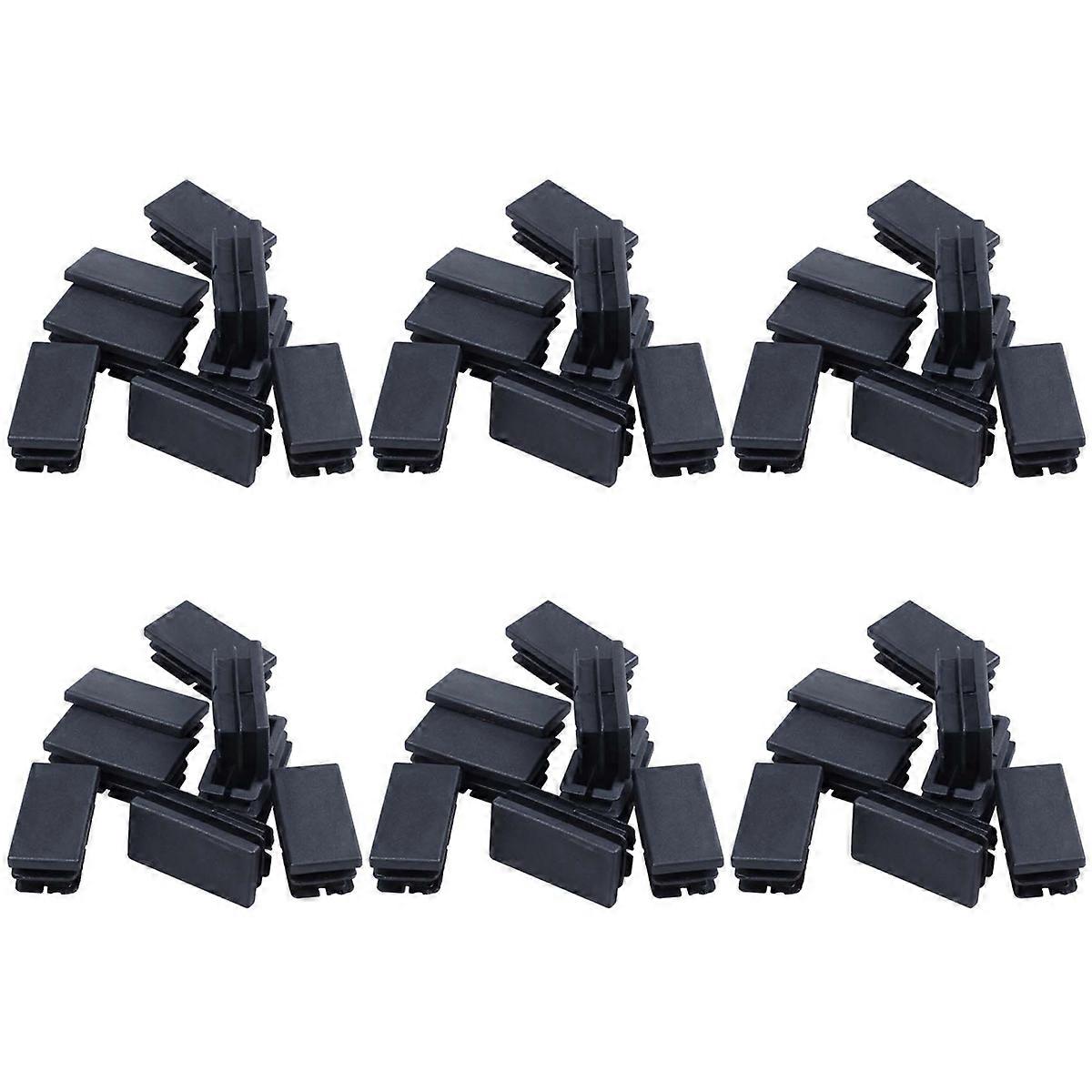 8 Pcs Black Plastic Rectangular Blanking End Caps Inserts 20mm x 40mm