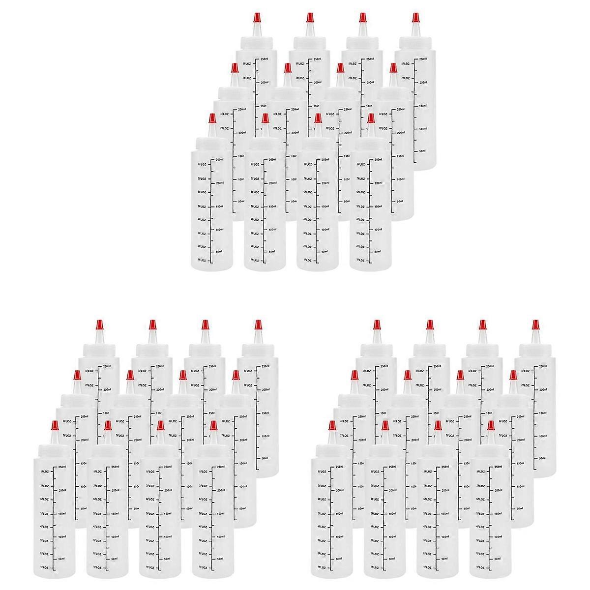 12-Pack 8 Oz Squeeze Bottles with Red Tip Cap-Plastic Squirt Bottle