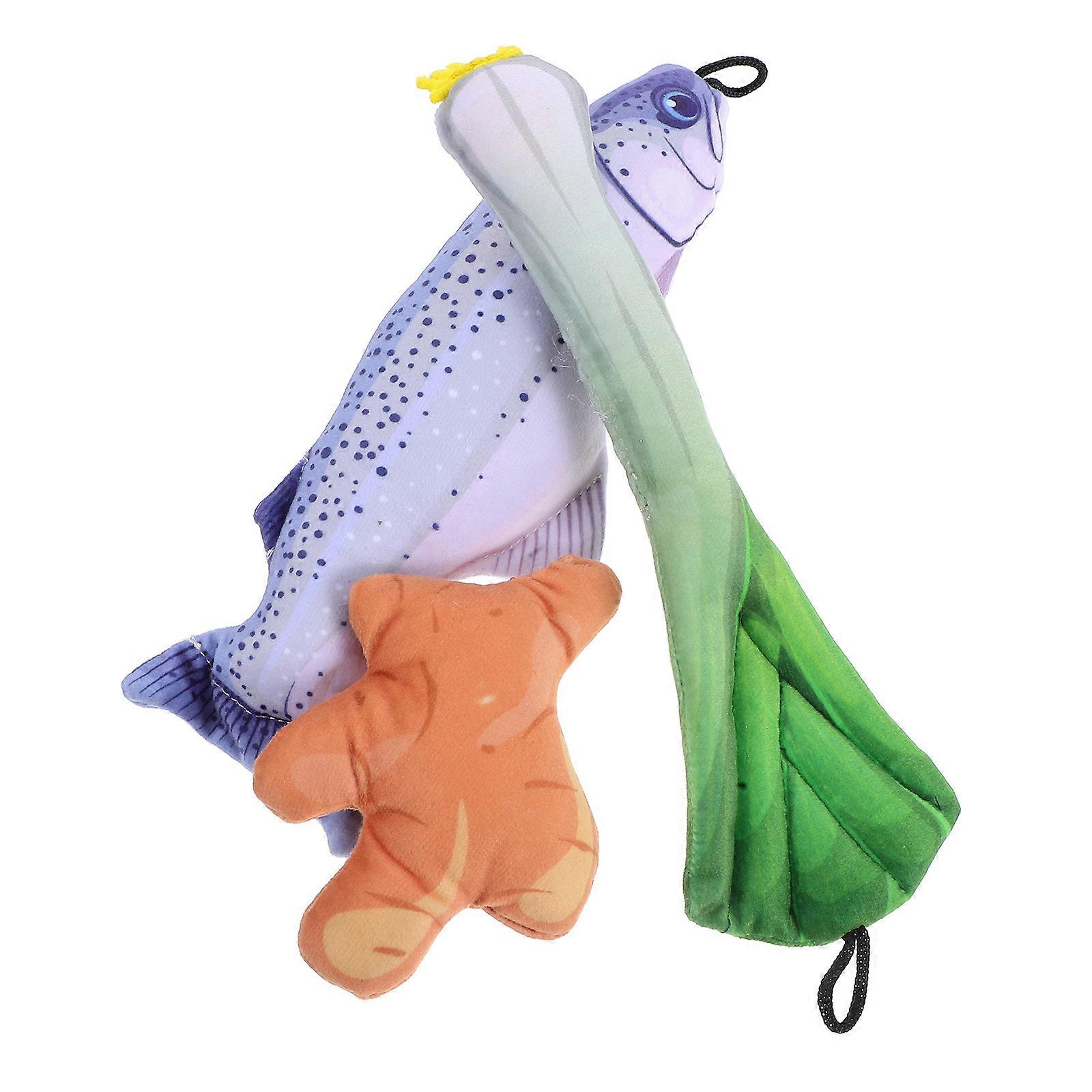 Cat Molar Toy Plush Fish Shape Interactive Teeth Cleaning 15Pcs