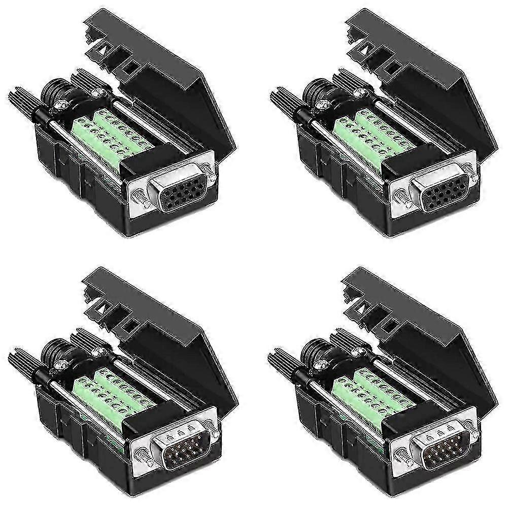 4Packs VGA DB15 3 Row Solderless Male/Female Quick Connector, 3+9 D-SUB 15 Pin Port Terminal Breako