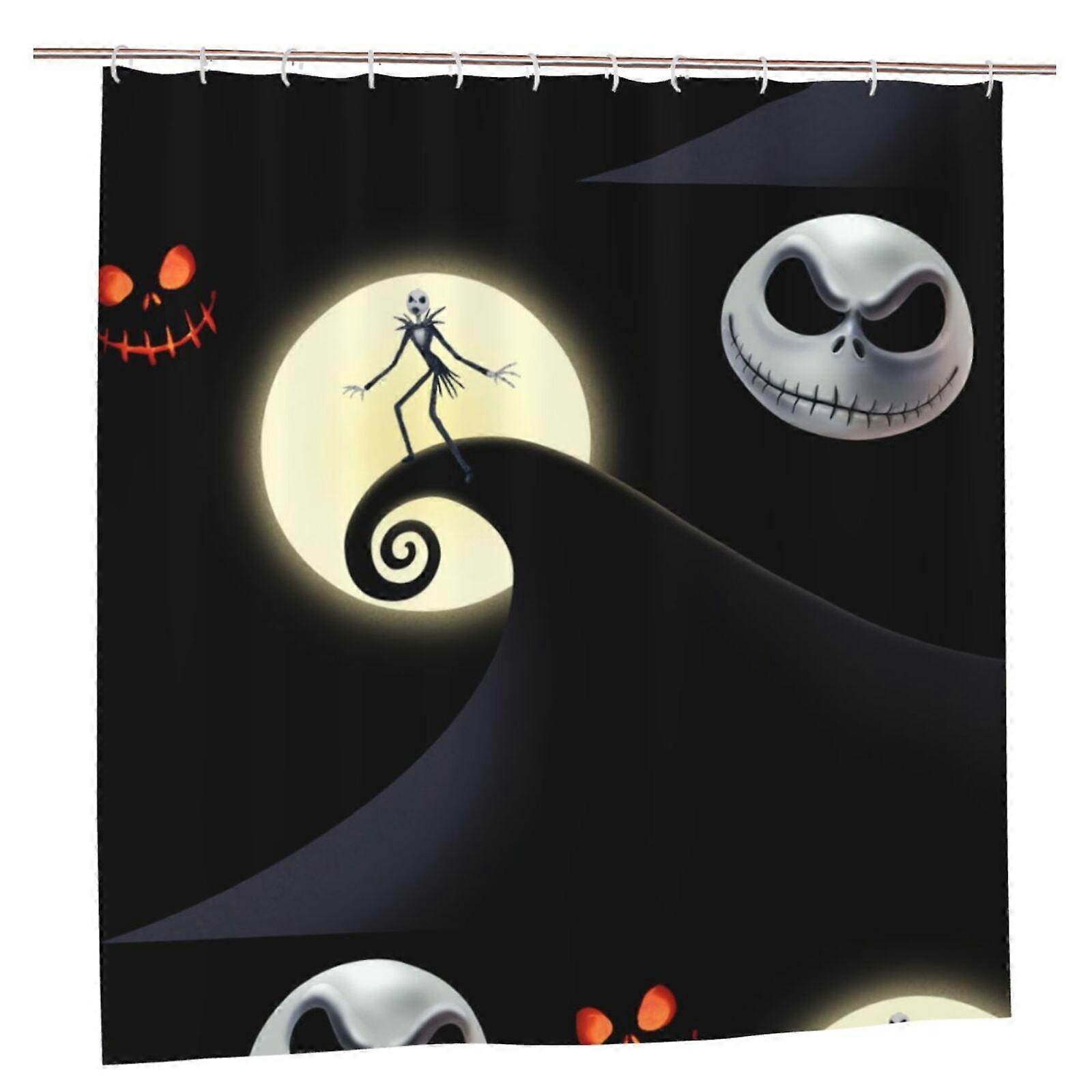 Nightmare Before Christmas Shower Curtain 72x72in, Waterproof Polyester, Quick-Drying, Weighted Hem, Machine Washable with 12 Hooks