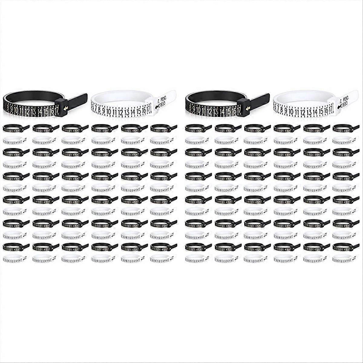 100Pcs Finger Size Gauge US Ring Measurement Tool White and Black