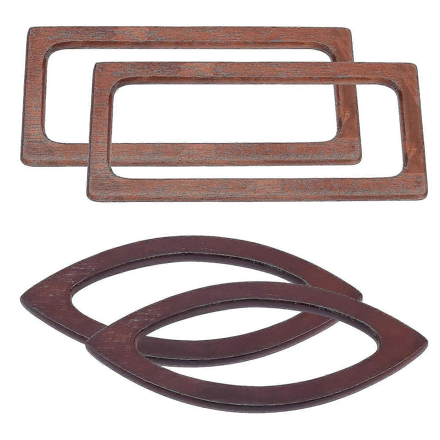 4 Pieces Oval Rectangular Wooden Handle Replacement Bag Making